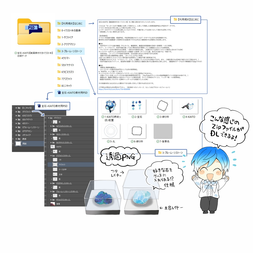 【10/9夜~入荷予定】【動画素材付きイラスト本】宝石KAITO