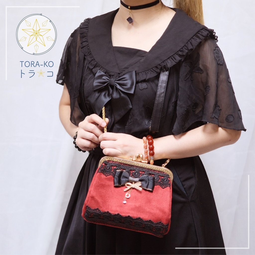 【トラコ】がま口ポーチ ローズガーデン