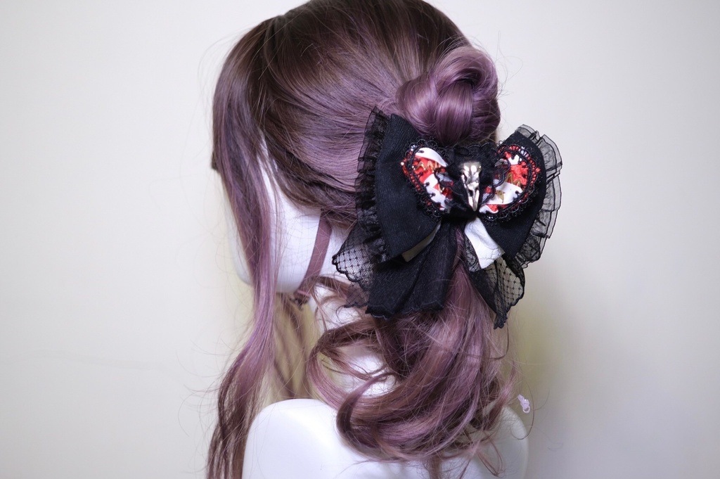 【99%】ハロウィン スケルトン リボンバレッタ