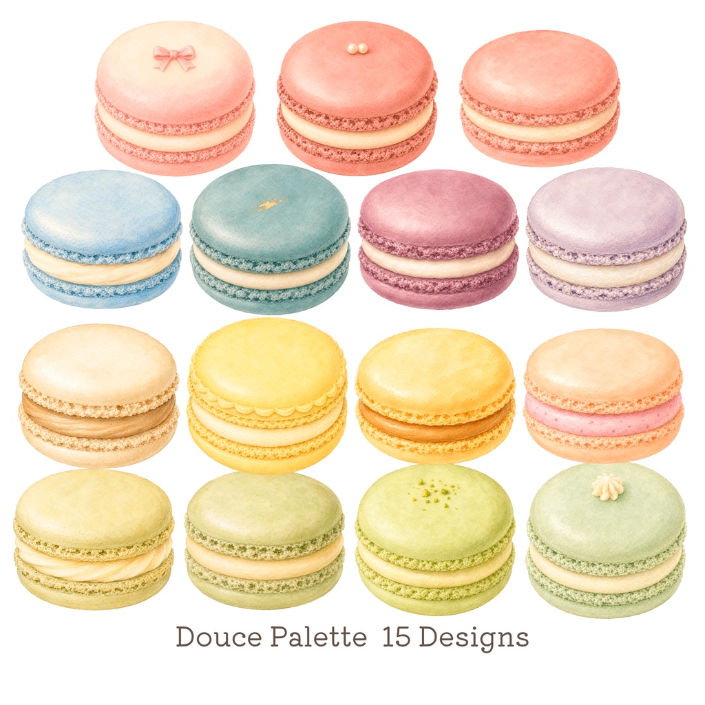 Macaron Palette|マカロンのデジタル素材30点|背景透過PNG・300dpi