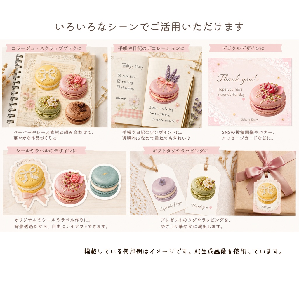 Macaron Palette|マカロン素材&デジタルペーパー Complete Bundle|PNG・Canva