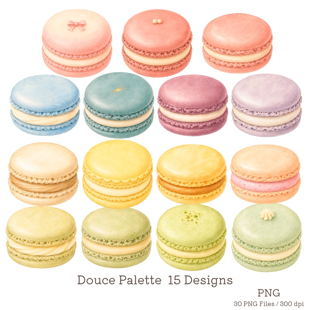 Macaron Palette|マカロン素材&デジタルペーパー Complete Bundle|PNG・Canva