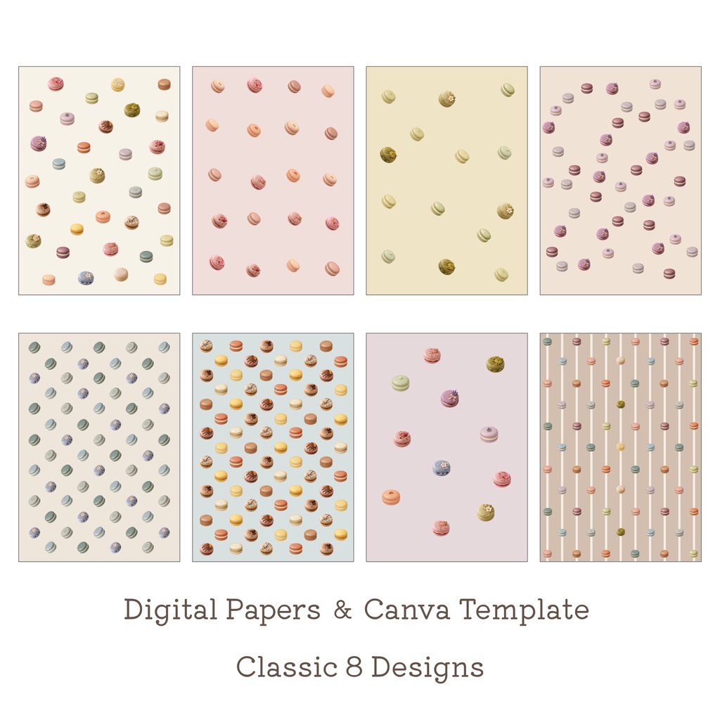 Macaron Palette|マカロン素材&デジタルペーパー Complete Bundle|PNG・Canva