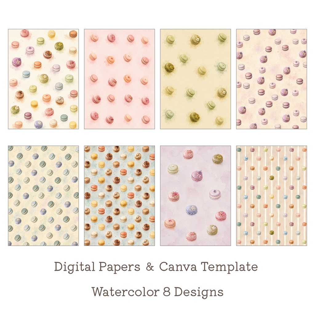 Macaron Palette|マカロン素材&デジタルペーパー Complete Bundle|PNG・Canva
