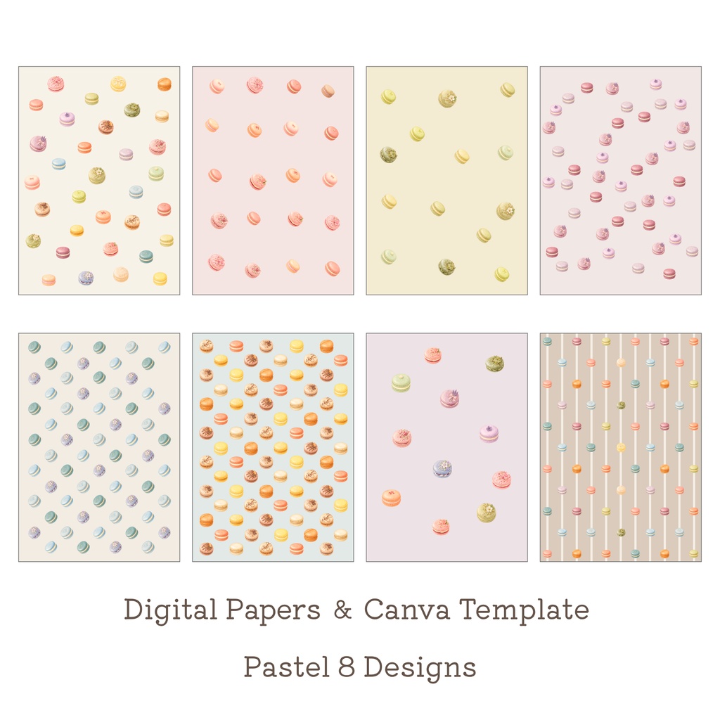 Macaron Palette|マカロン素材&デジタルペーパー Complete Bundle|PNG・Canva