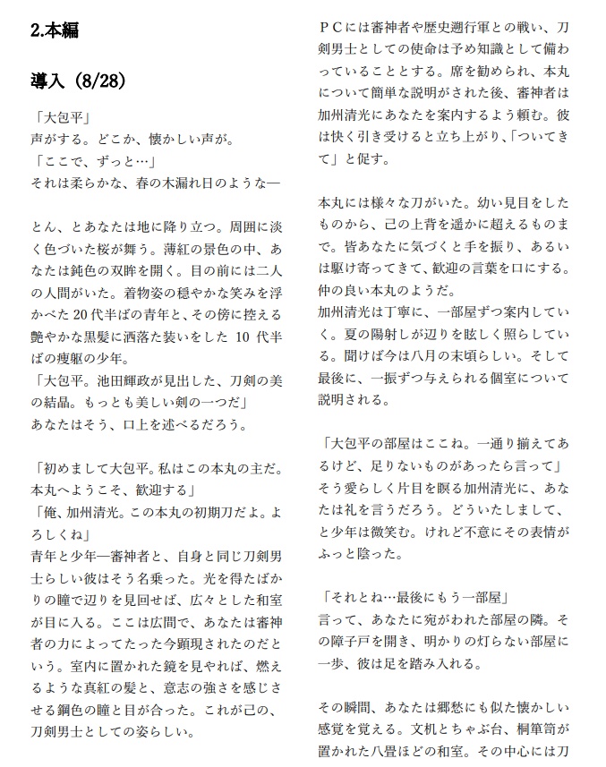 刀剣乱舞×クトゥルフ神話TRPG 百日想