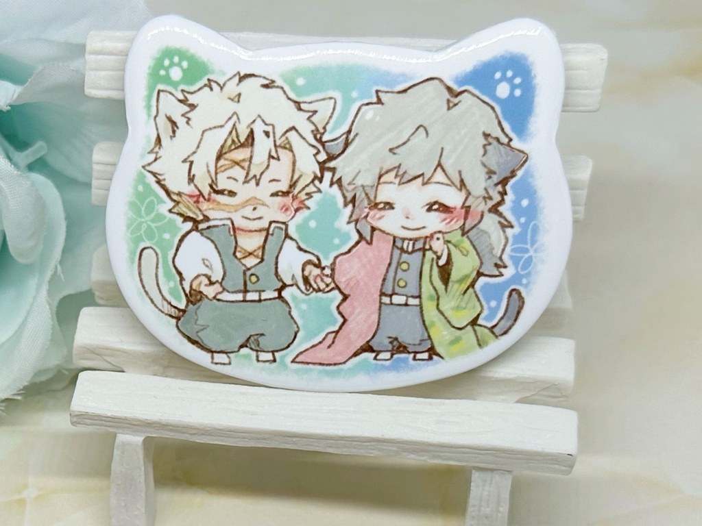 ※再販分※🍃🌊ねこちゃん型缶バッジ