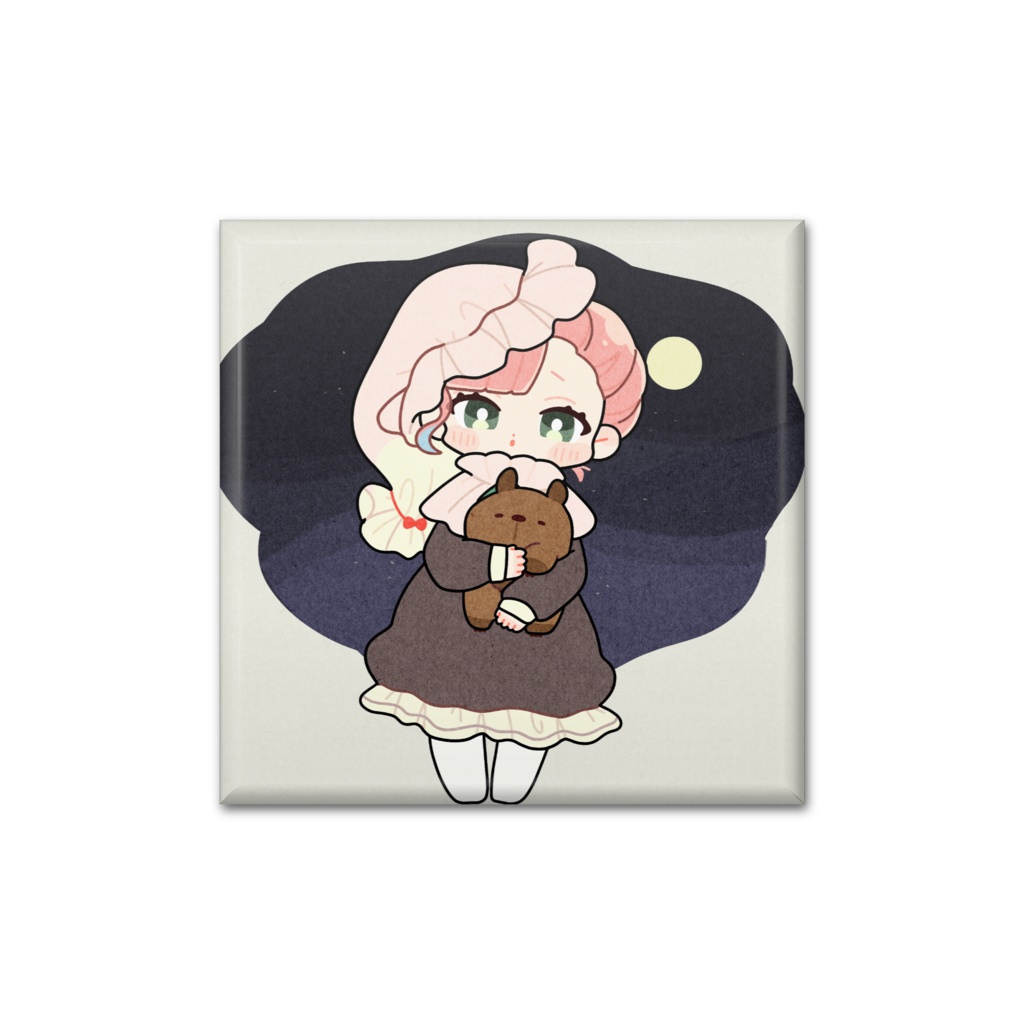 おやすみククリ〜かぴもとさんと一緒Ver.〜スクエア缶バッジ