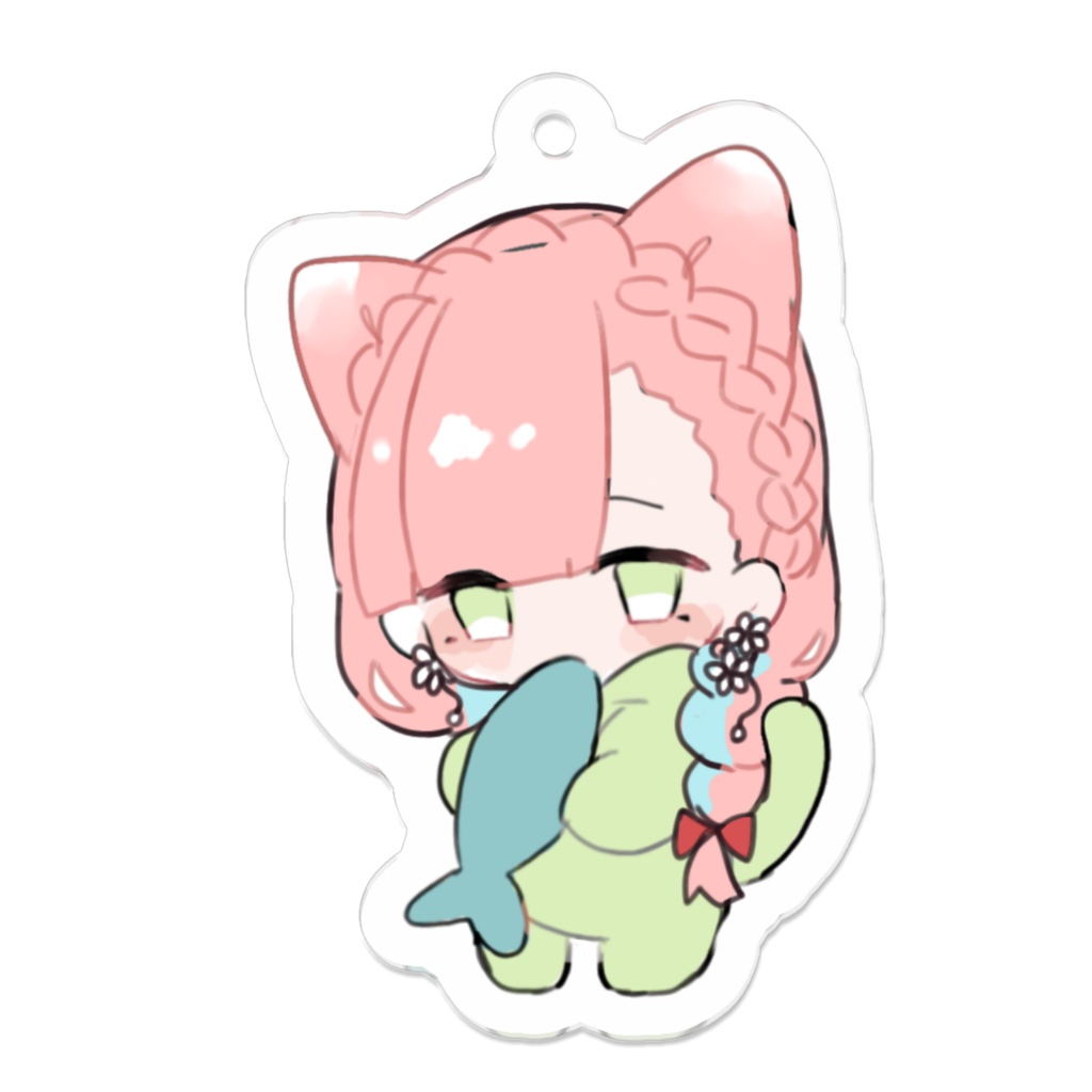 緑色ねこねこアクリルキーホルダー