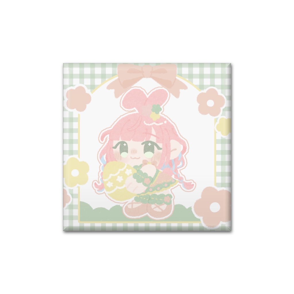 四月ウサギなスクエア缶バッジ