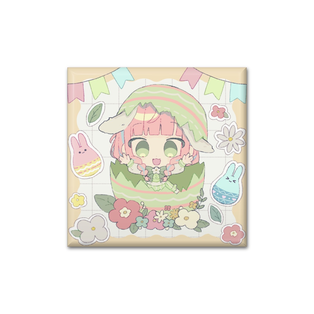 はぴはぴたまごスクエア缶バッジ