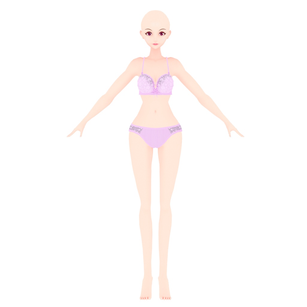 【無料】女性素体(VRChat/VRM想定リップシンク設定済)