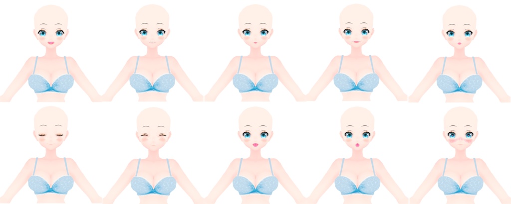 【無料】6頭身女の子素体ver2(VRC/VRM想定リップシンク設定済)