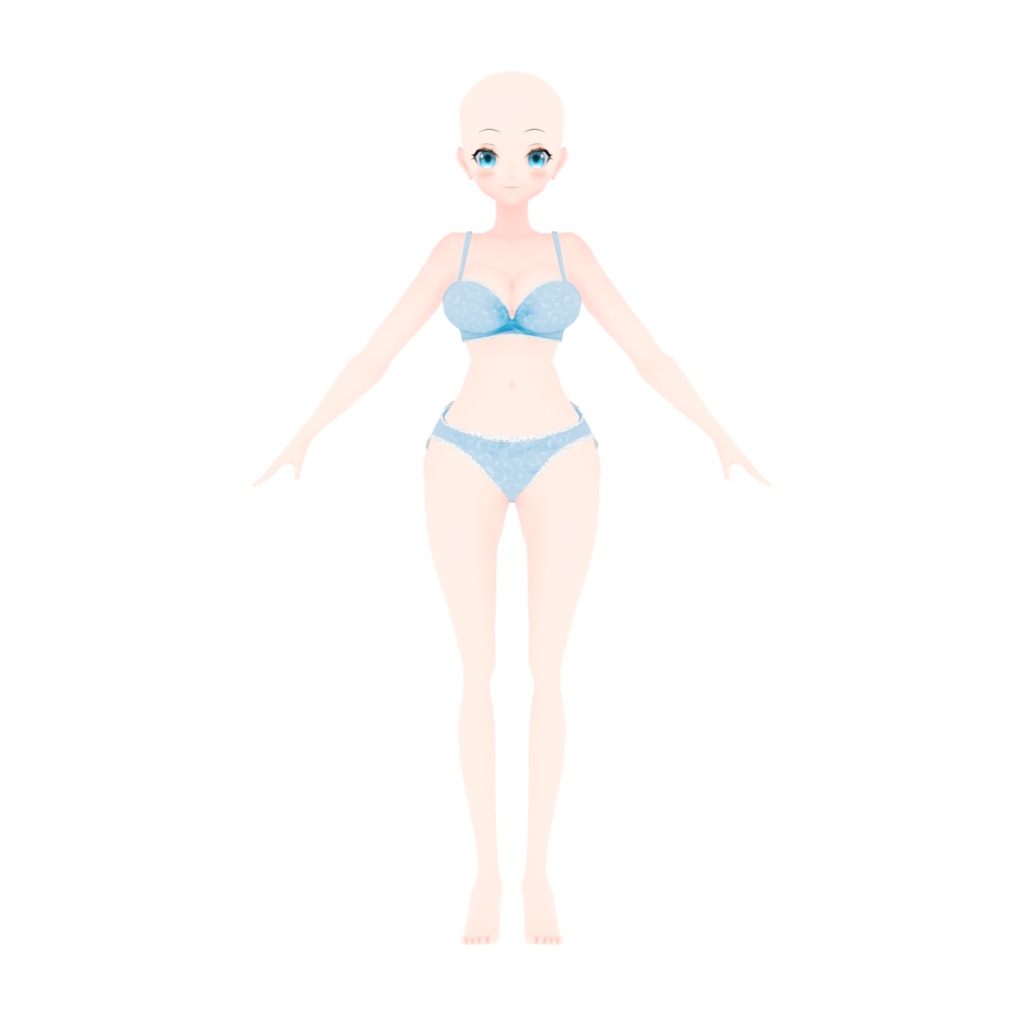 【無料】6頭身女の子素体ver2(VRC/VRM想定リップシンク設定済)