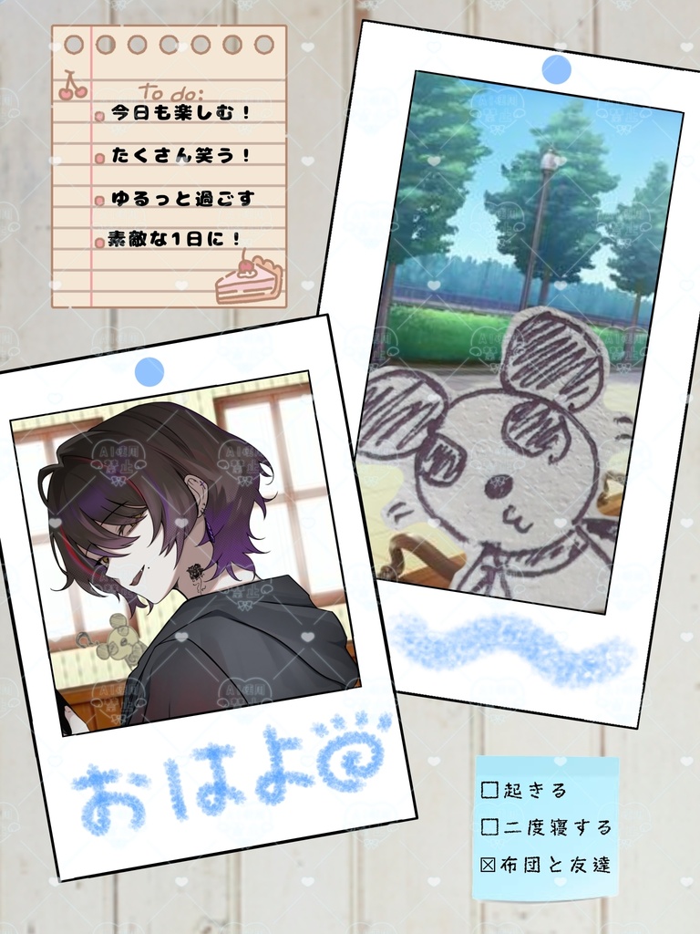 ポラロイド写真風おはようVライバー素材