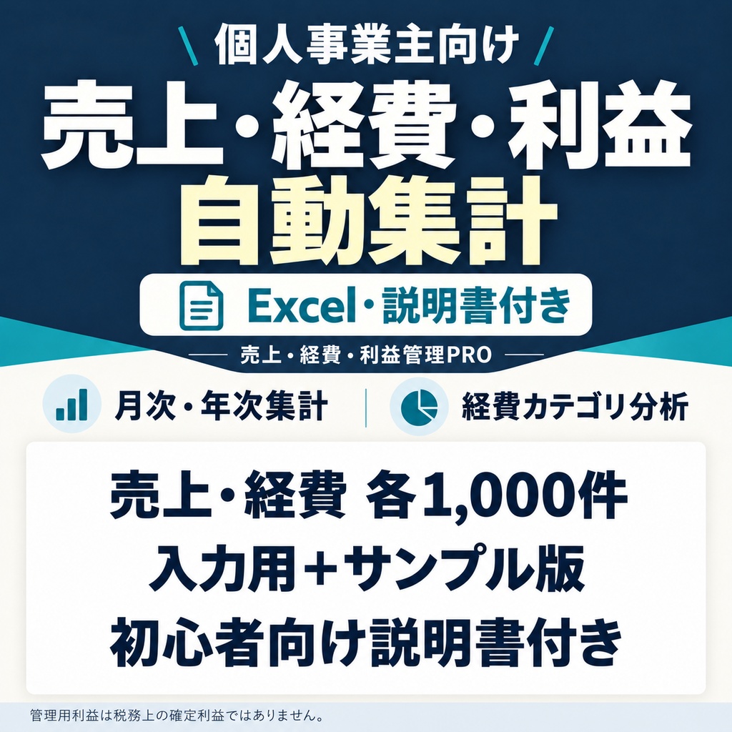 個人事業主向け 売上・経費・利益管理PRO