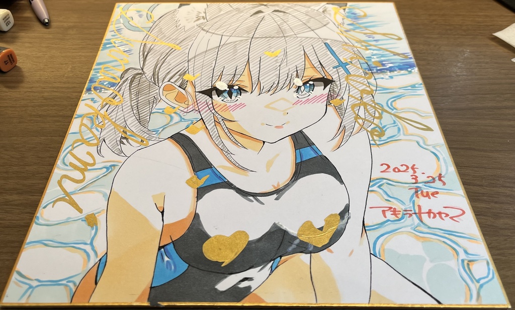 ブルーアーカイブ シロコ浜辺水着 色紙 再販