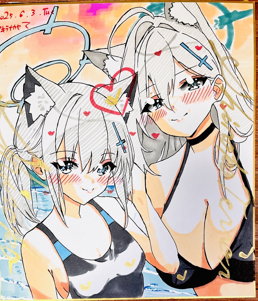 ブルーアーカイブ　シロコとシロコ＊テラー　色紙