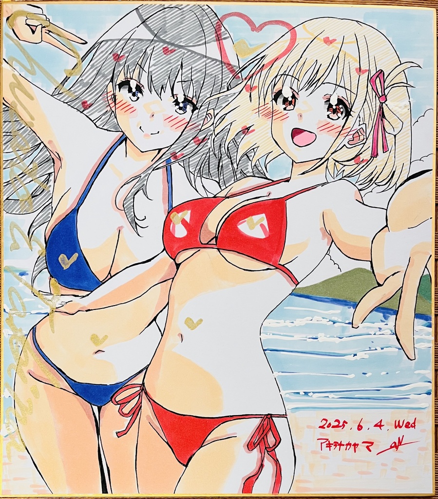 リコリス・リコイル　水着千束とたきな　色紙