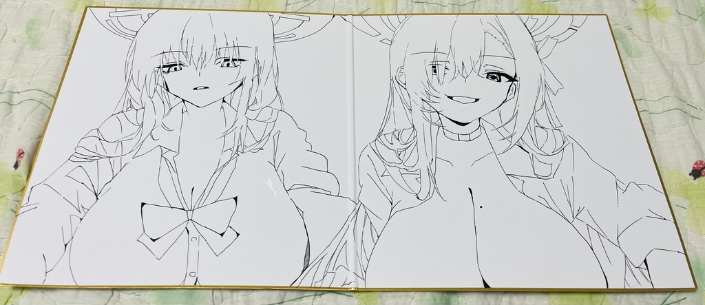 ブルーアーカイブ カリンとアスナ 見開き色紙大 完成