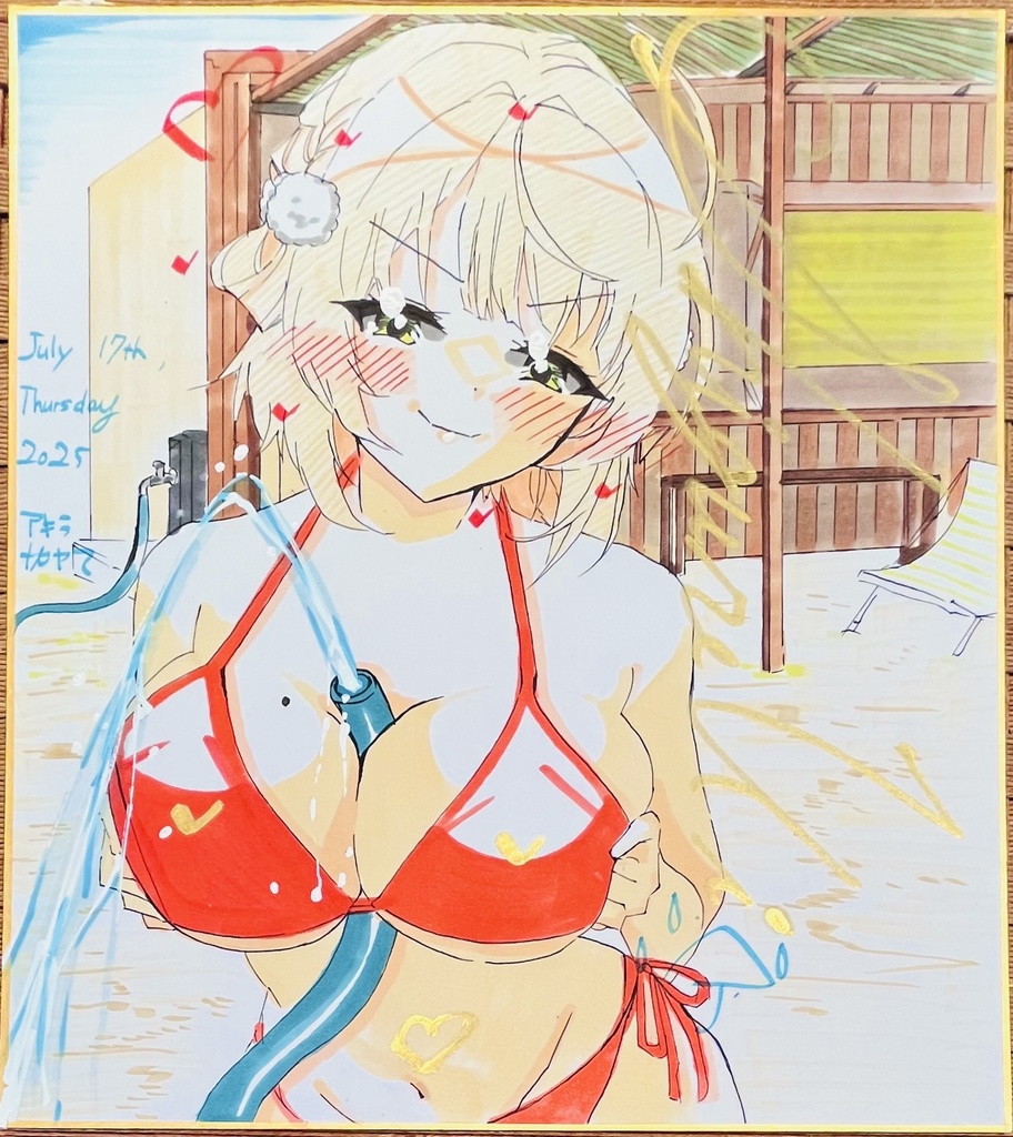 VTuber しぐれうい　ホースではしゃぐういさん　色紙　完成