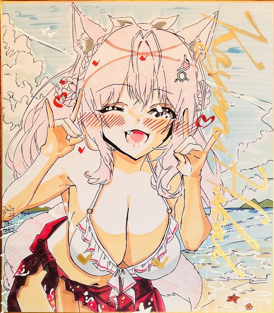 ホロライブ　こんこんきーつね！水着博衣こより　色紙　完成