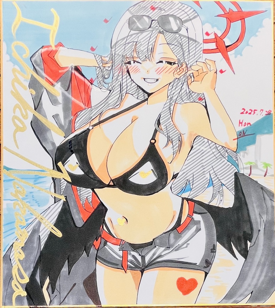 ブルーアーカイブ　水着イチカ　色紙　完成