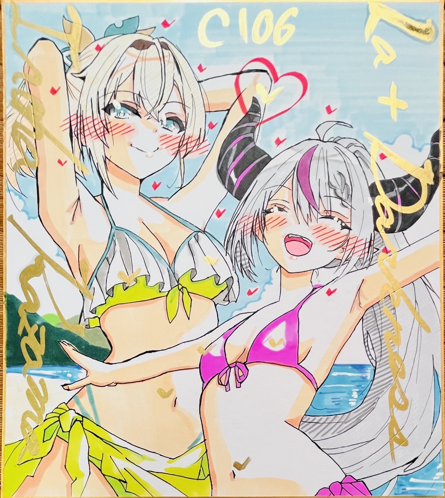 ホロライブ  風間いろはさんとラプ様　色紙　イベント並行販売