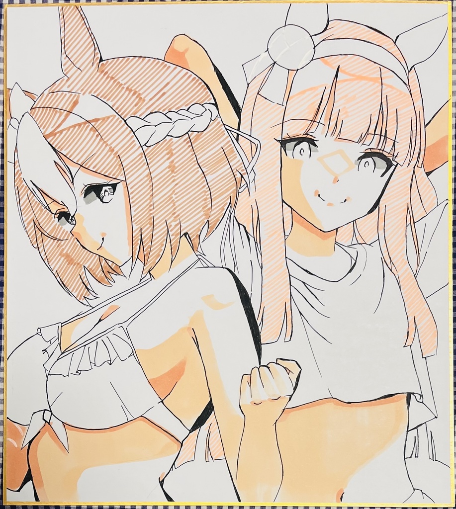 ウマ娘　スペシャルウィークとサイレンススズカ　色紙　制作途中
