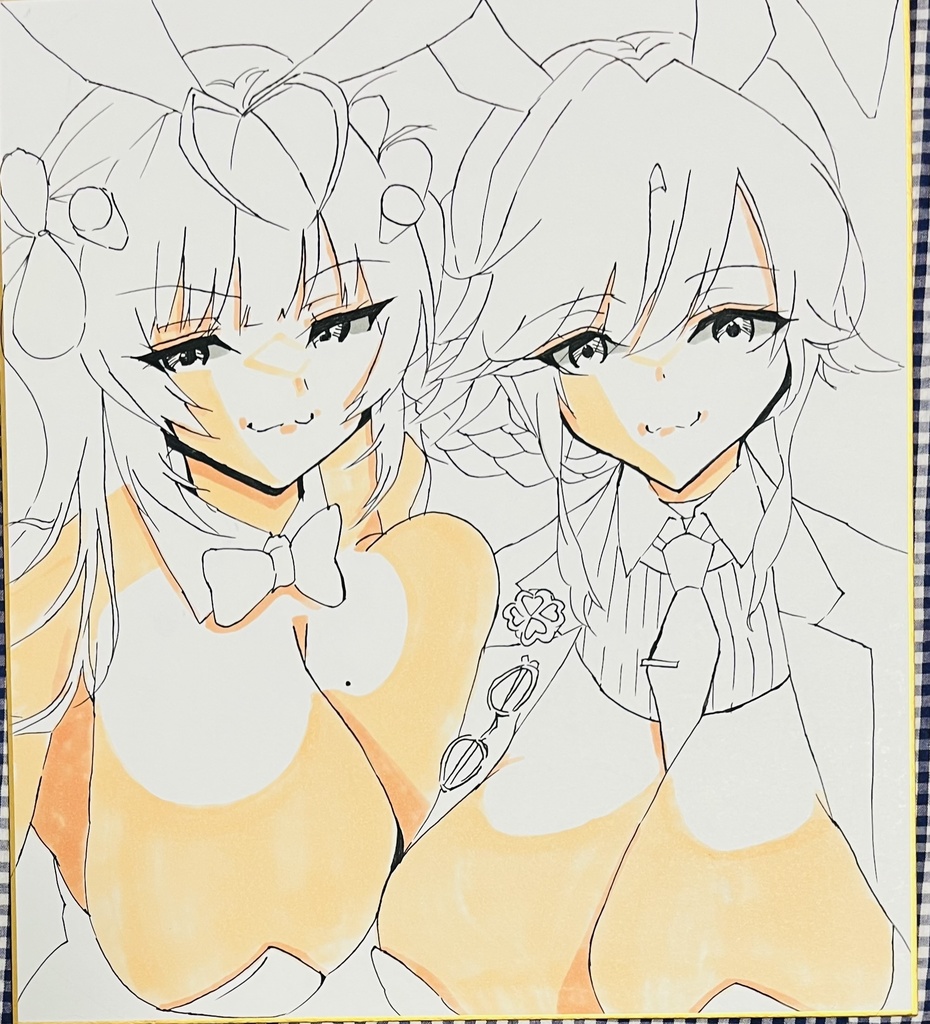 NIKKE バニーソーダとバニーエード　色紙　制作途中