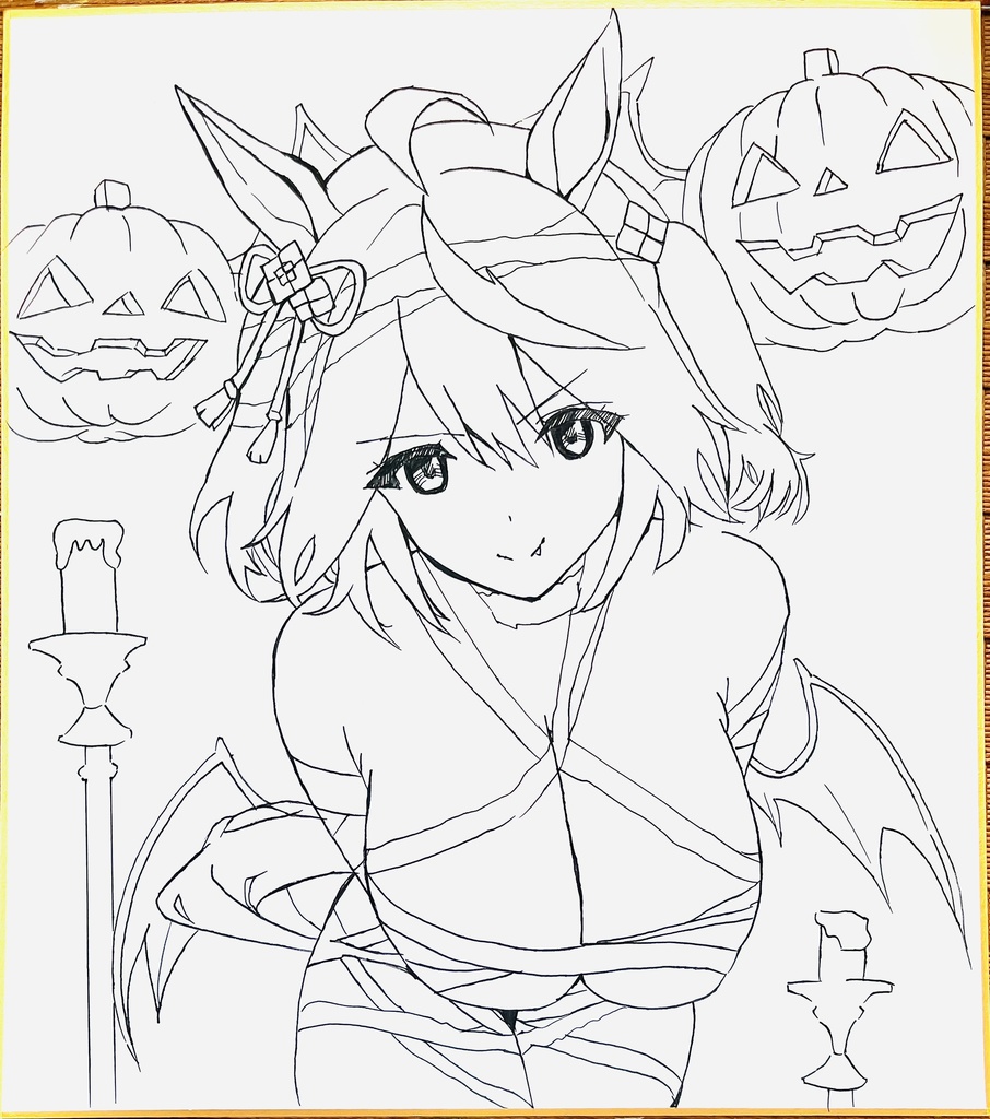 ウマ娘　包帯キタサンブラック　色紙　制作途中