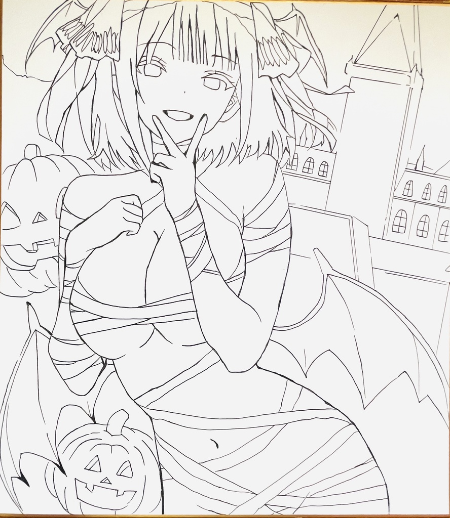 五等分の花嫁　包帯ニ乃　色紙　制作途中