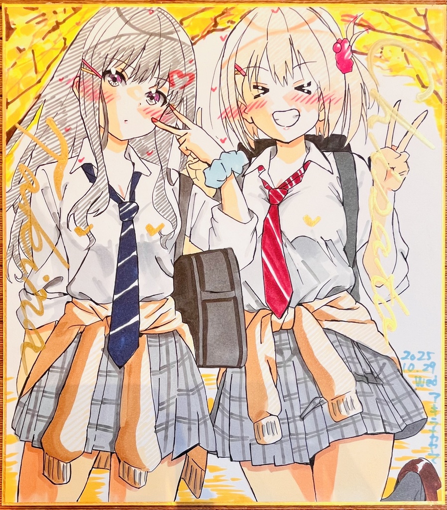 リコリスリコイル 銀杏並木のギャルちさたき 色紙 完成