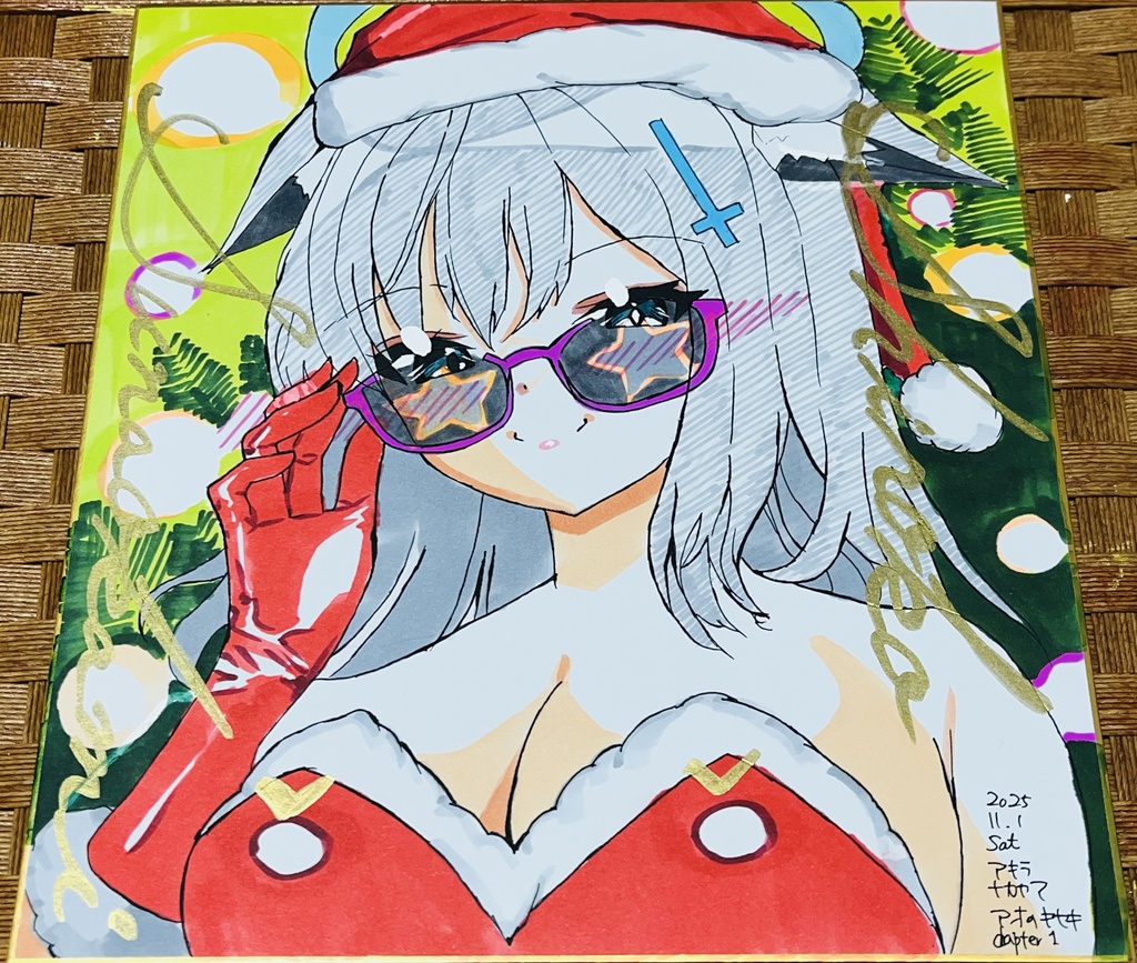 イベント同時販売 ブルーアーカイブ サンタコスシロコ 色紙 完成