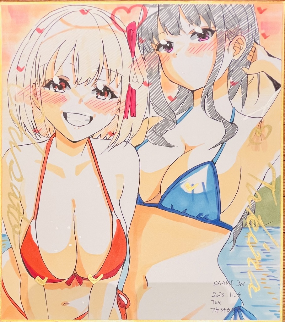 リコリスリコイル　水着ちさたき　色紙　イベント並行販売　完成
