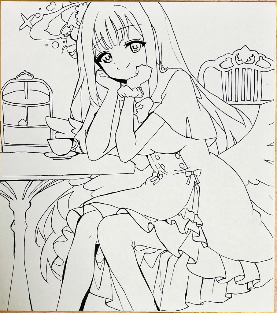 ブルーアーカイブ　ヌン活ミカ　色紙　制作途中