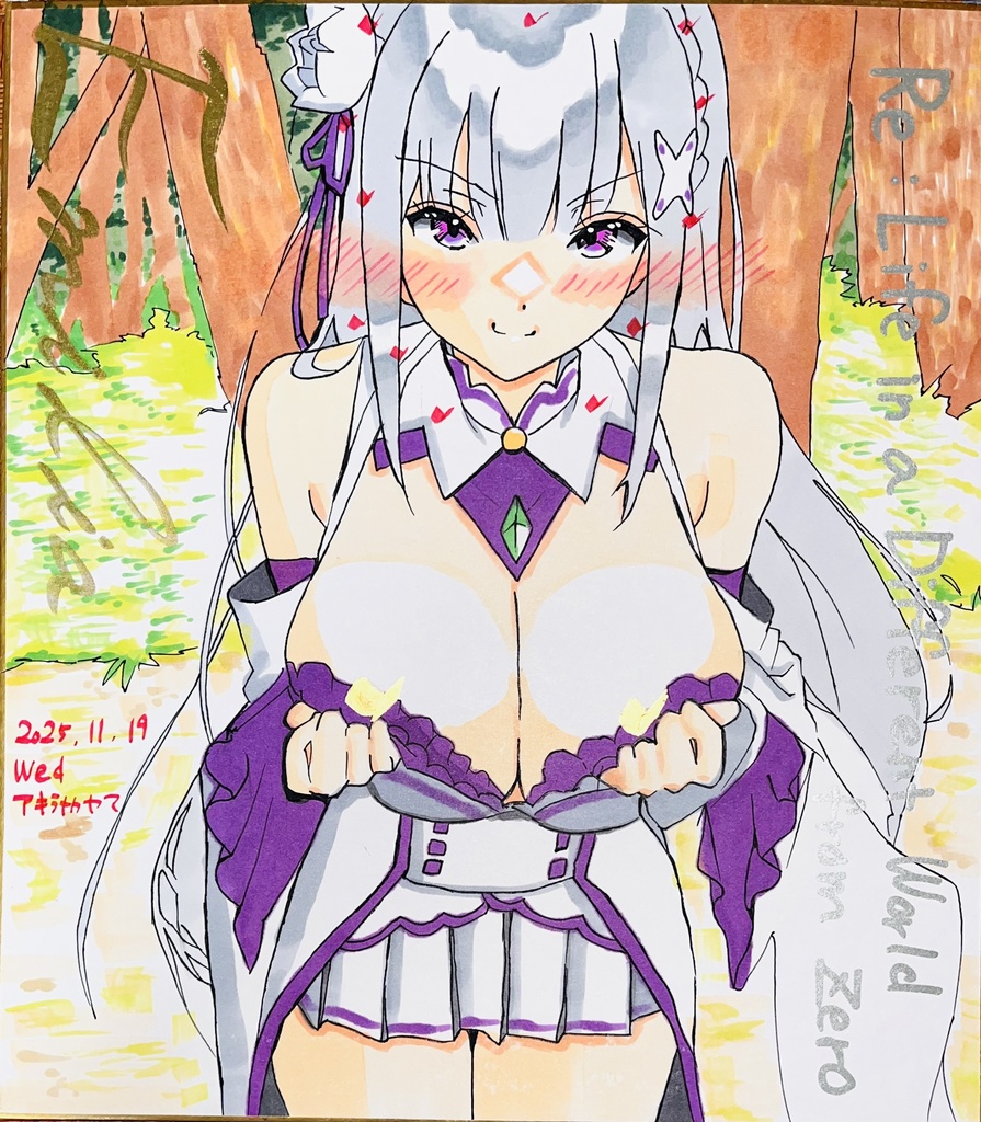 Re:ゼロから始まる異世界生活　森で誘ってくるエミリア　色紙　完成