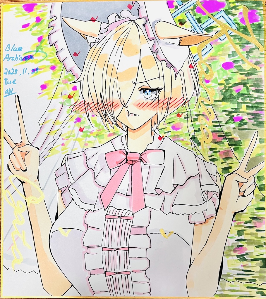 ブルーアーカイブ　恥じらうショートヘアロリータカンナ　色紙