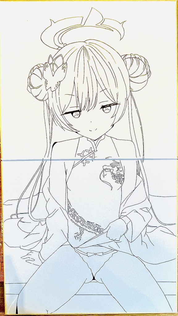 ブルーアーカイブ　たくしあげキサキ　色紙　制作途中