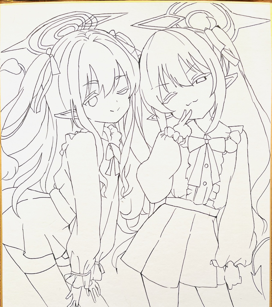 ブルーアーカイブ　地雷系シュポガキ　色紙　制作途中