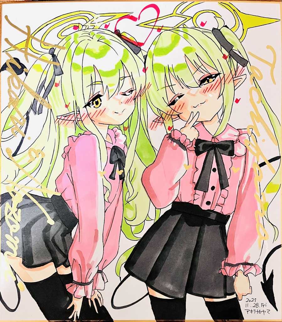 ブルーアーカイブ　地雷系シュポガキ　色紙　完成