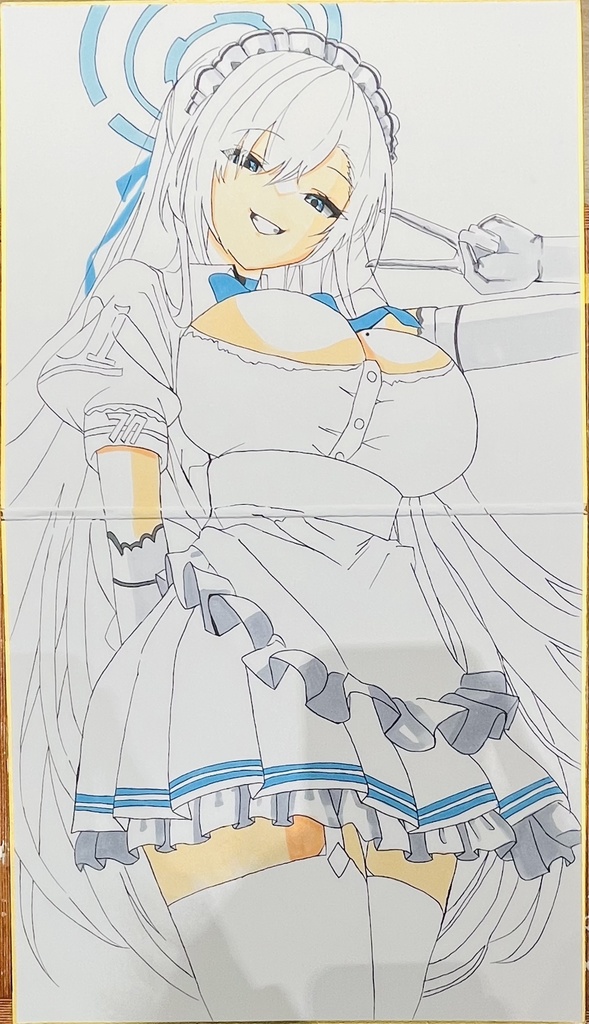 ブルーアーカイブ　メイドアスナ　見開き色紙　制作途中