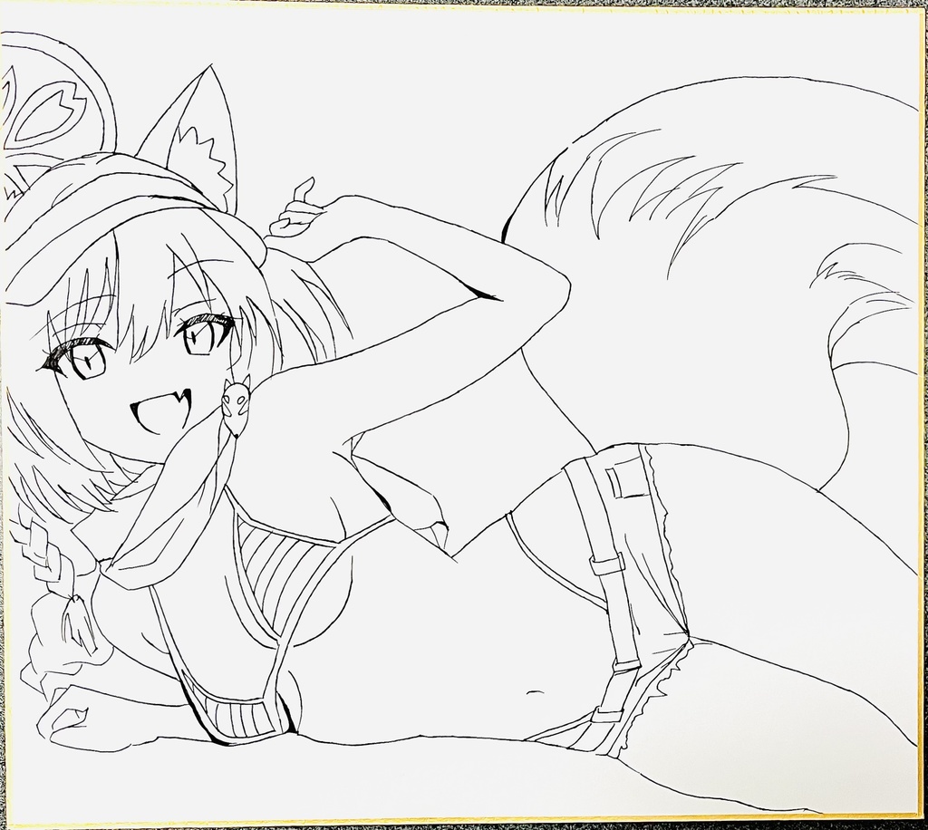 ブルーアーカイブ 水着イズナ 色紙 完成