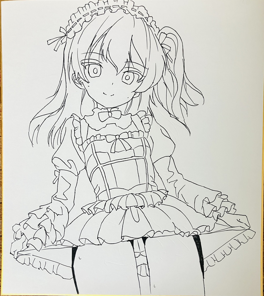 ガルパン　暑くてたくしあげるロリータ愛里寿ちゃん　色紙　制作途中