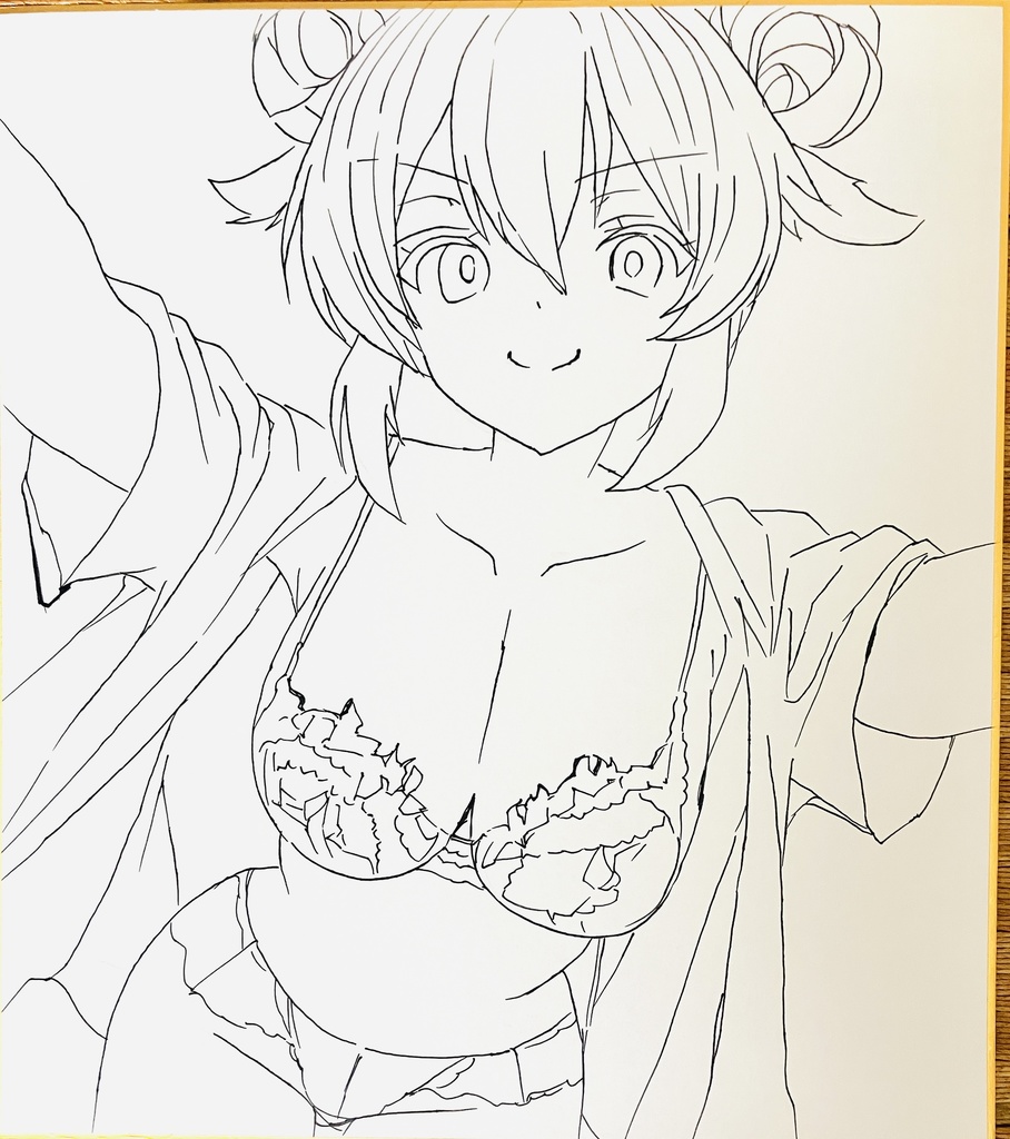 ブルーアーカイブ　深夜テンションのマキ　色紙　制作途中