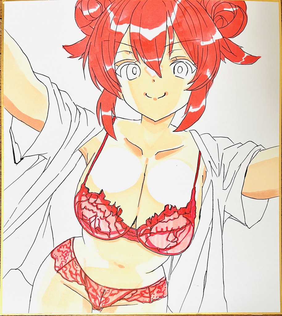 ブルーアーカイブ　深夜テンションのマキ　色紙　制作途中