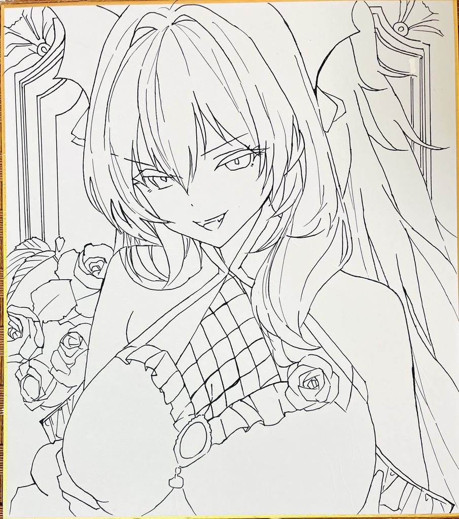 アズールレーン　デビルロリータではしゃぐライオン　色紙　制作途中