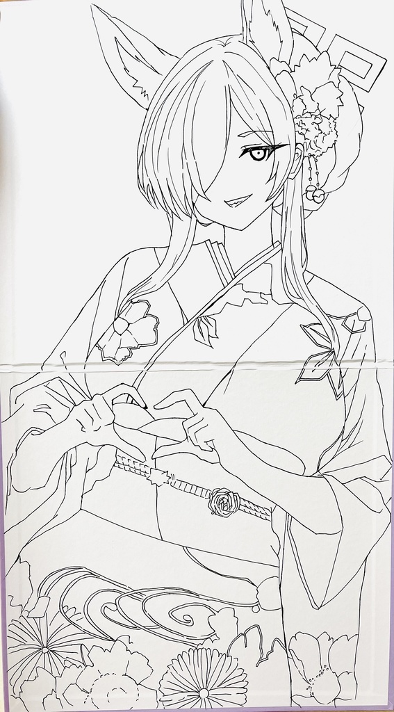 初売り　晴れ着カンナさん　見開き大色紙　制作途中