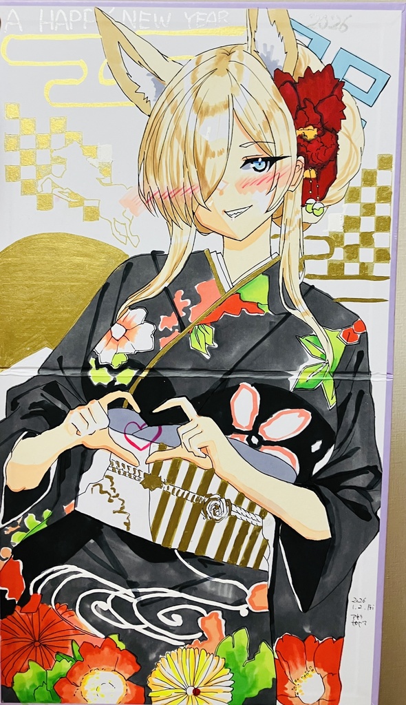 初売り　晴れ着カンナさん　見開き大色紙　完成