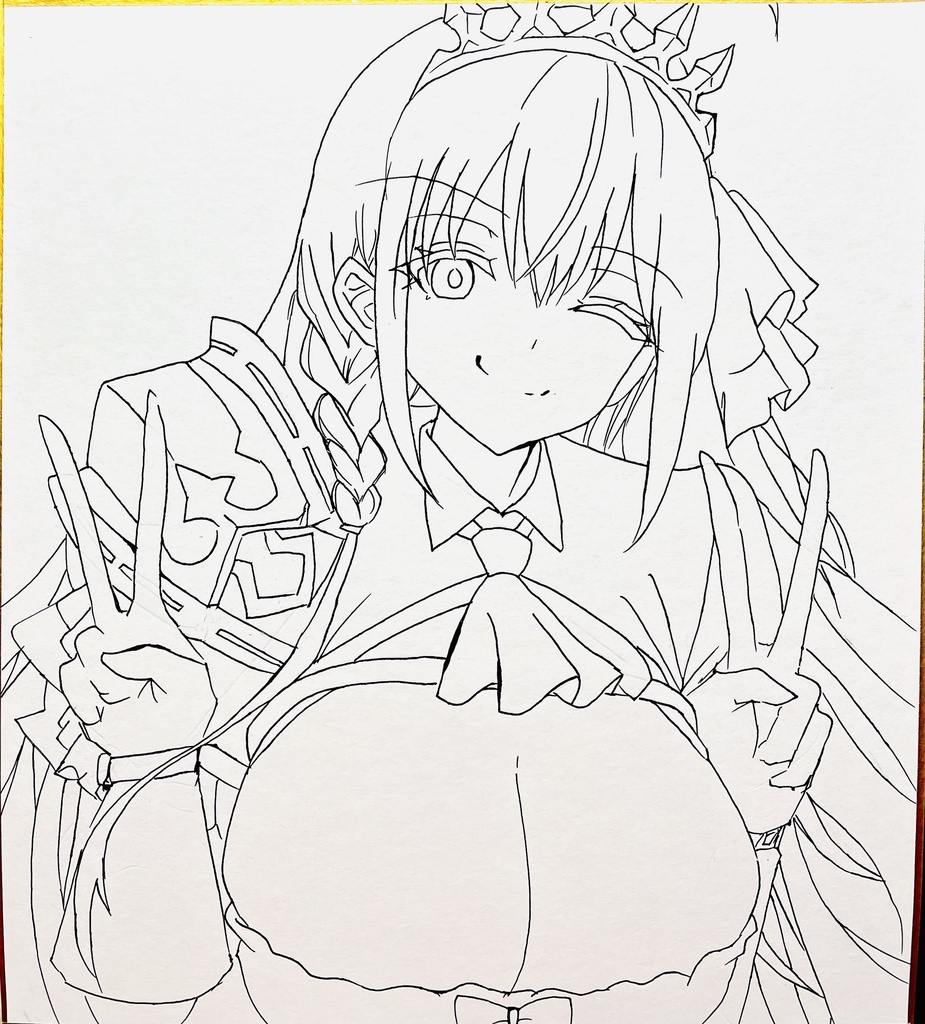 プリンセスコネクト　ダブルピースペコリーヌ　色紙　制作途中